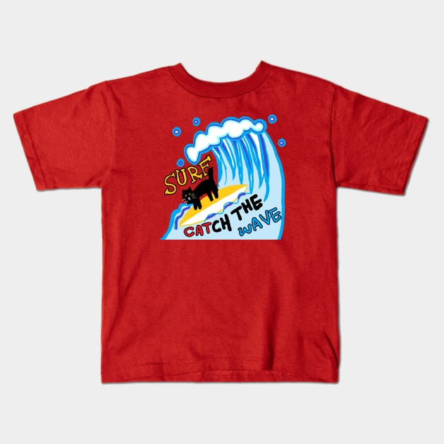 catch the wave Kids T-Shirt by zzzozzo